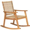 Rocking chair intérieur extérieur en acacia et corde Marron