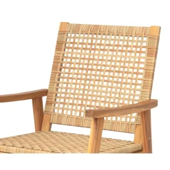 Rocking chair intérieur extérieur en acacia et corde Marron