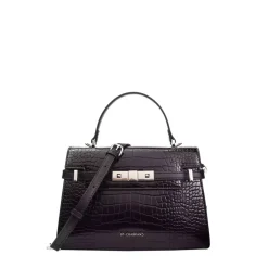 Sac à main à effet croco noir