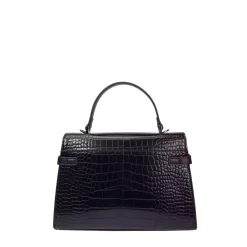 Sac à main à effet croco noir