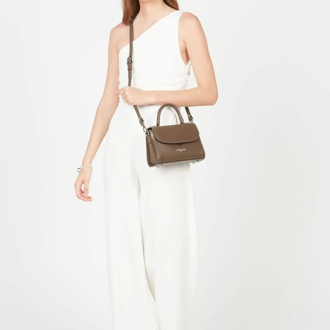 Sac à main A rabat avec fermoir S Suave Even marron en cuir