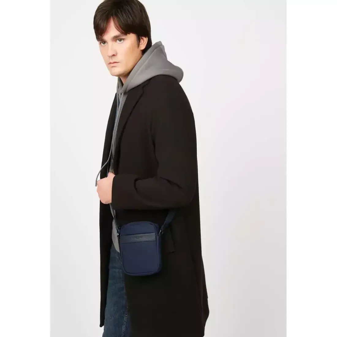Sac bandoulière Zippé Basic SPORT MEN'S bleu en tissu