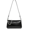 Sac bandoulière zippée en cuir noir Suave Even