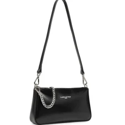 Sac bandoulière zippée en cuir noir Suave Even
