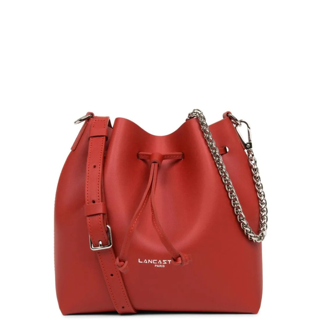 Sac Bourse à Lacets Coulissants Rouge Taille S PUR & ELEMENT CITY en cuir