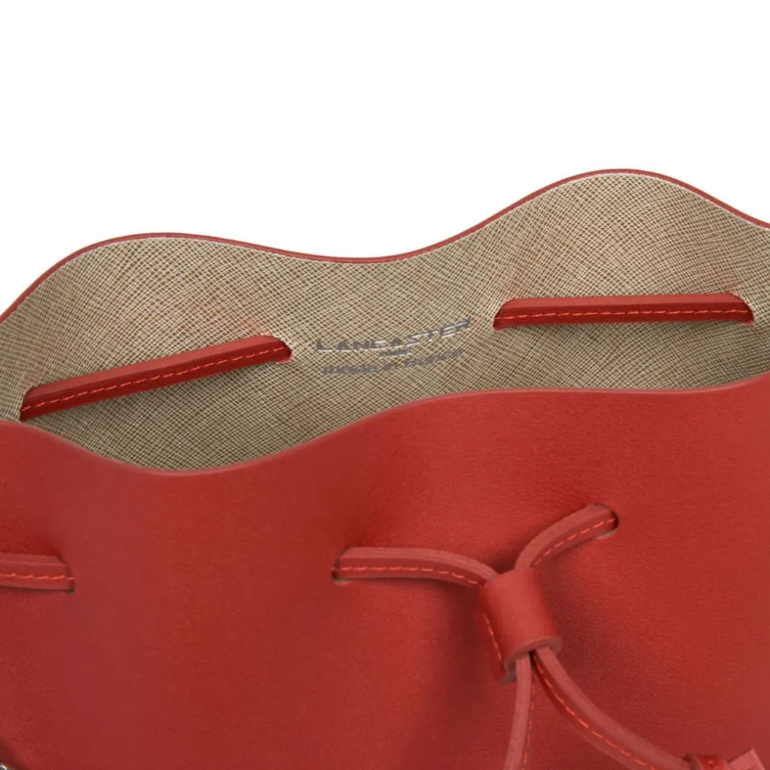 Sac Bourse à Lacets Coulissants Rouge Taille S PUR & ELEMENT CITY en cuir