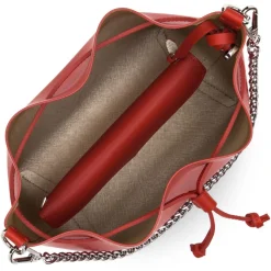 Sac Bourse à Lacets Coulissants Rouge Taille S PUR & ELEMENT CITY en cuir
