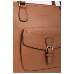 Sac cabas porté épaule A4 MIRABELLE Tan en cuir Fleur beige