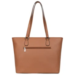 Sac cabas porté épaule A4 MIRABELLE Tan en cuir Fleur beige