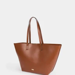 Sac cabas trapèze camel femme
