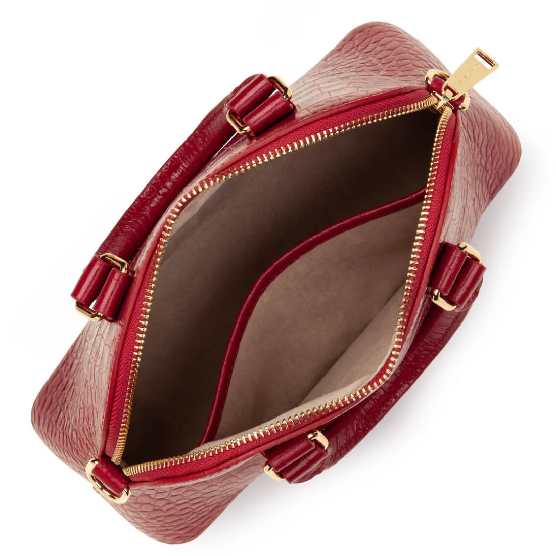 Sac demi lune Zippée M Exo grenat en cuir