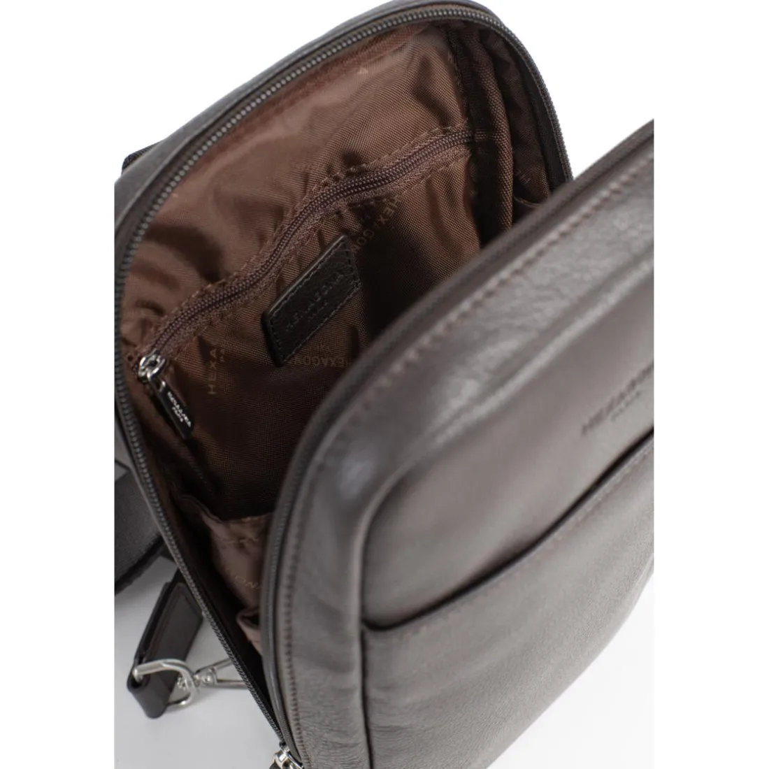 Sac monobretelle CONFORT Marron foncé en cuir Elia