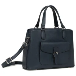 Sac porté main 2 poignées MIRABELLE Bleu pétrole en cuir Lana