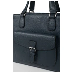Sac porté main 2 poignées MIRABELLE Bleu pétrole en cuir Lana