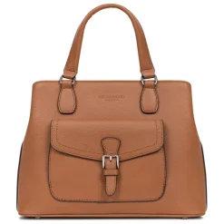 Sac porté main 2 poignées MIRABELLE Tan en cuir June beige moyen
