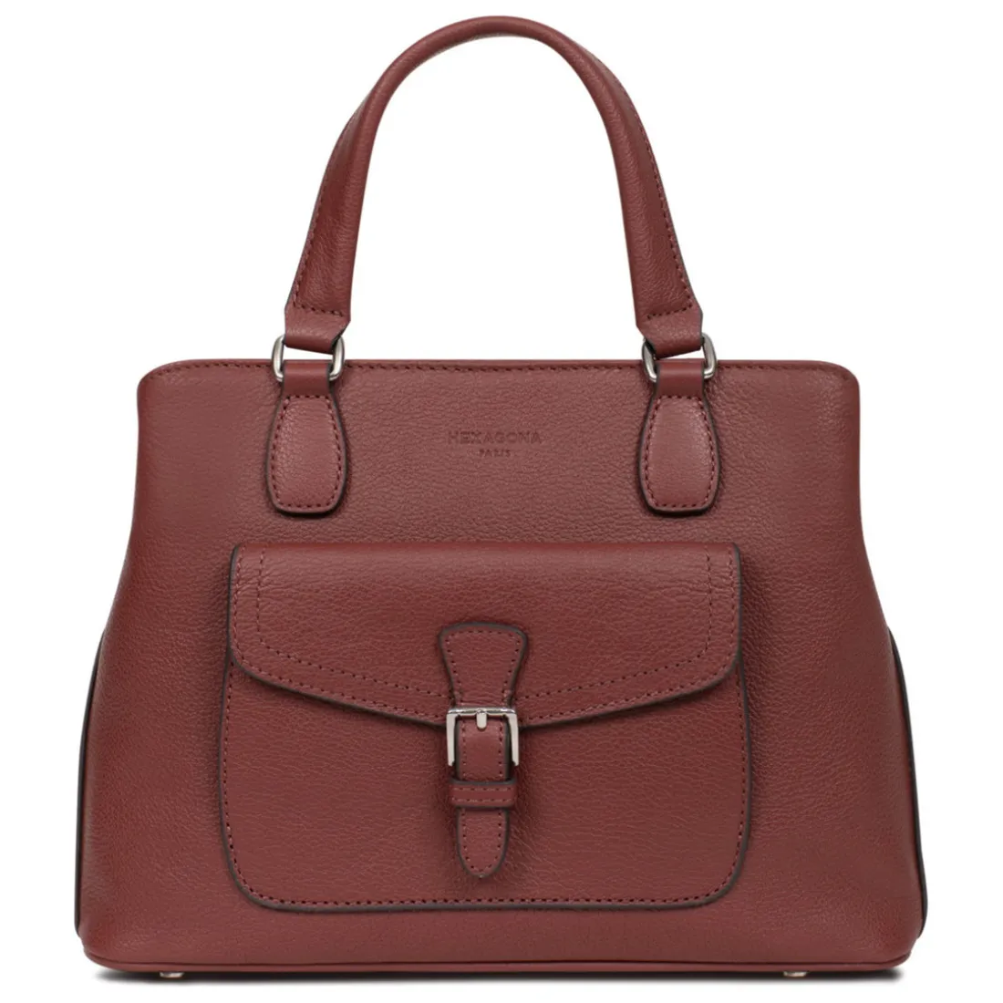 Sac porté main 2 poignées MIRABELLE Bordeaux en cuir Elle