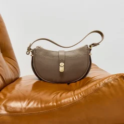 Sac porté épaule 1 anse AUDE Taupe Pax en cuir