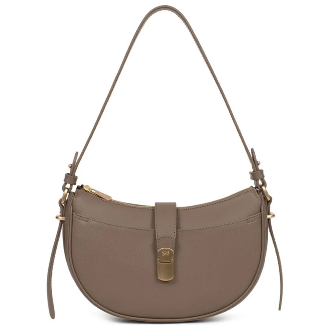 Sac porté épaule 1 anse AUDE Taupe Pax en cuir