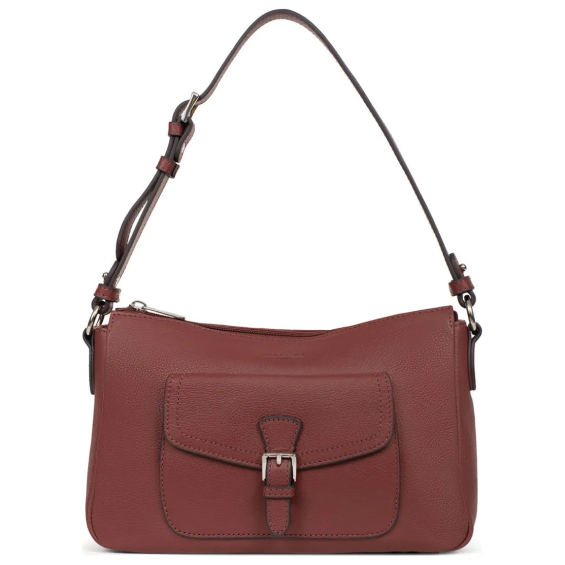 Sac porté épaule 1 anse MIRABELLE Bordeaux en cuir Pia