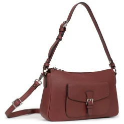 Sac porté épaule 1 anse MIRABELLE Bordeaux en cuir Pia