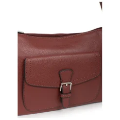 Sac porté épaule 1 anse MIRABELLE Bordeaux en cuir Pia