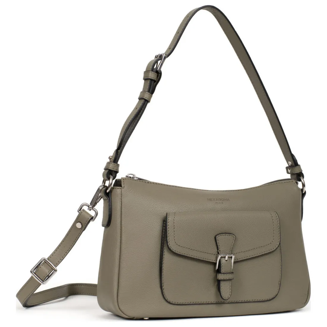 Sac porté épaule 1 anse MIRABELLE Olive en cuir Fawn