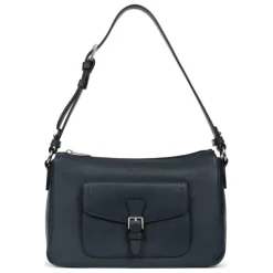 Sac porté épaule 1 anse MIRABELLE Bleu pétrole en cuir Sam
