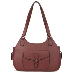 Sac porté épaule 2 anses MIRABELLE Bordeaux en cuir Aria