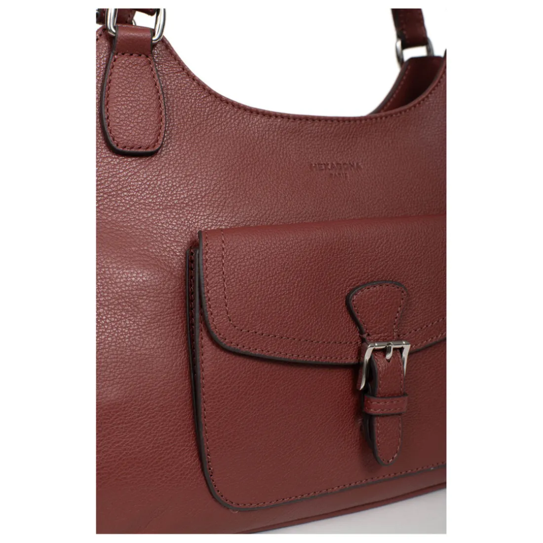 Sac porté épaule 2 anses MIRABELLE Bordeaux en cuir Aria