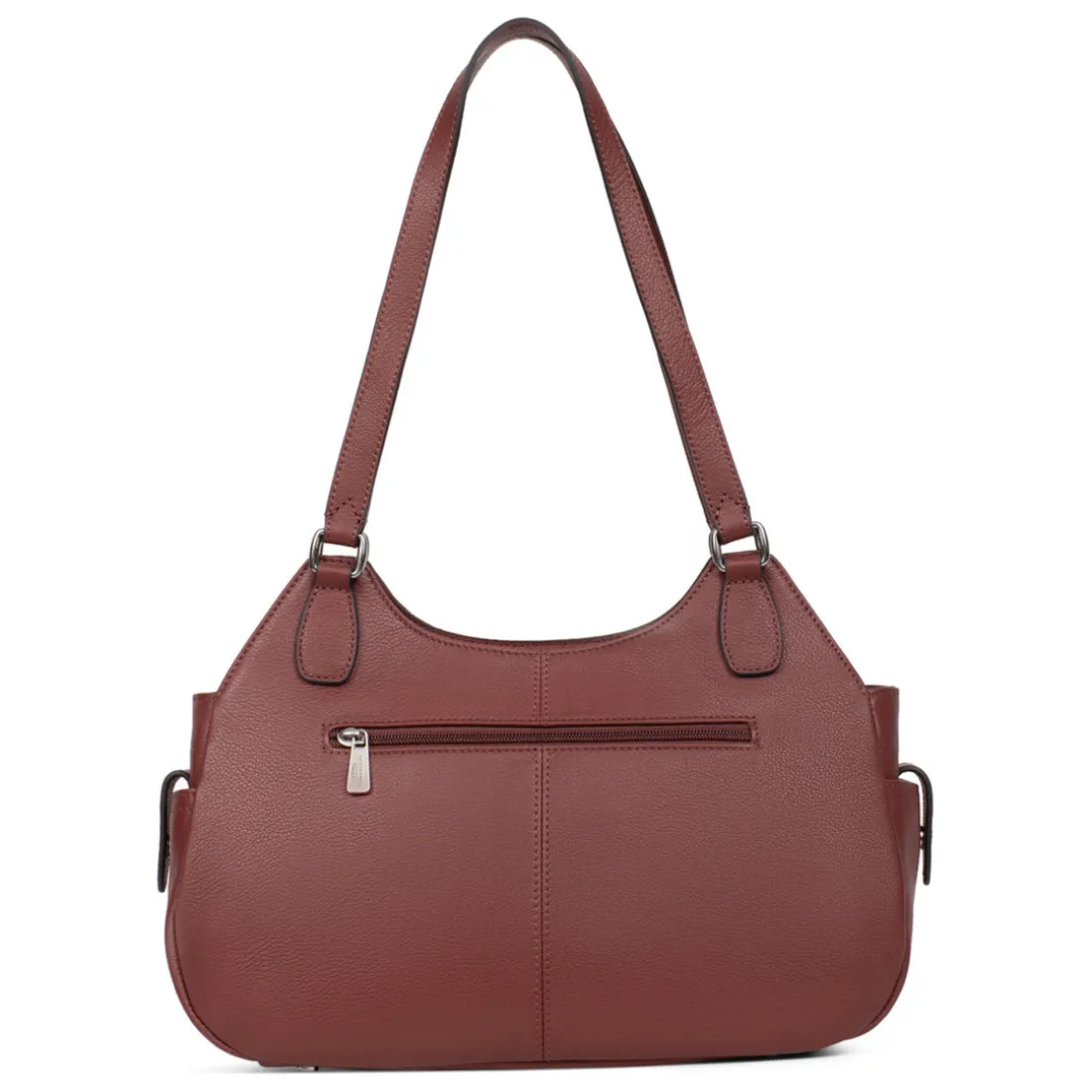 Sac porté épaule 2 anses MIRABELLE Bordeaux en cuir Aria