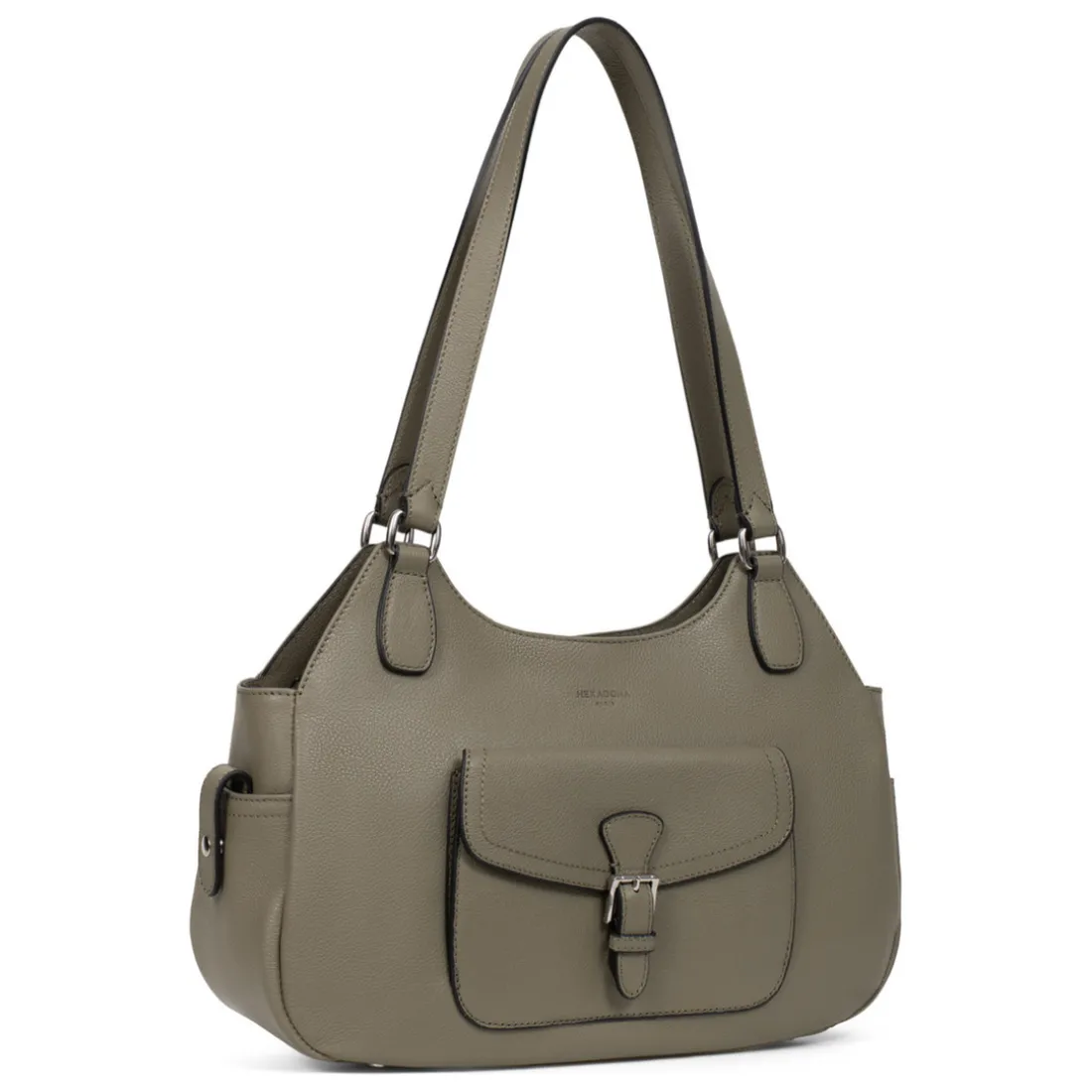 Sac porté épaule 2 anses MIRABELLE Olive en cuir Lyra