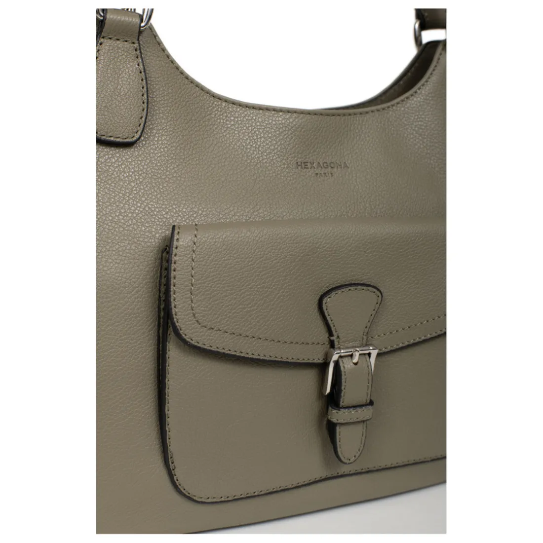 Sac porté épaule 2 anses MIRABELLE Olive en cuir Lyra