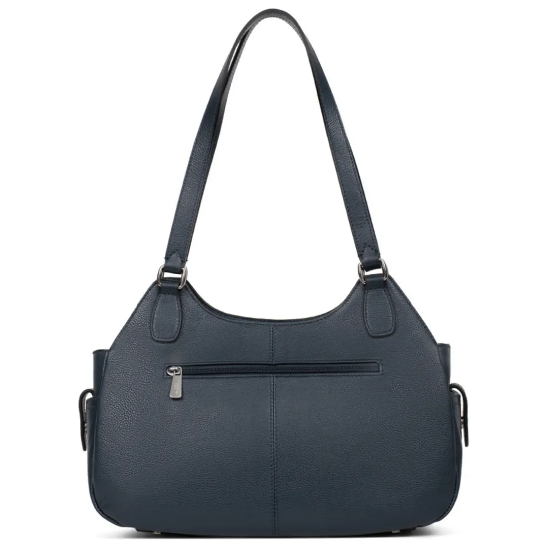 Sac porté épaule 2 anses MIRABELLE Bleu pétrole en cuir Iris