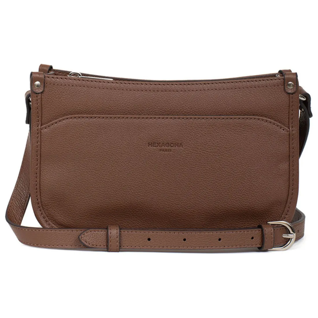 Sac porté travers CONFORT Cognac en cuir Hazel