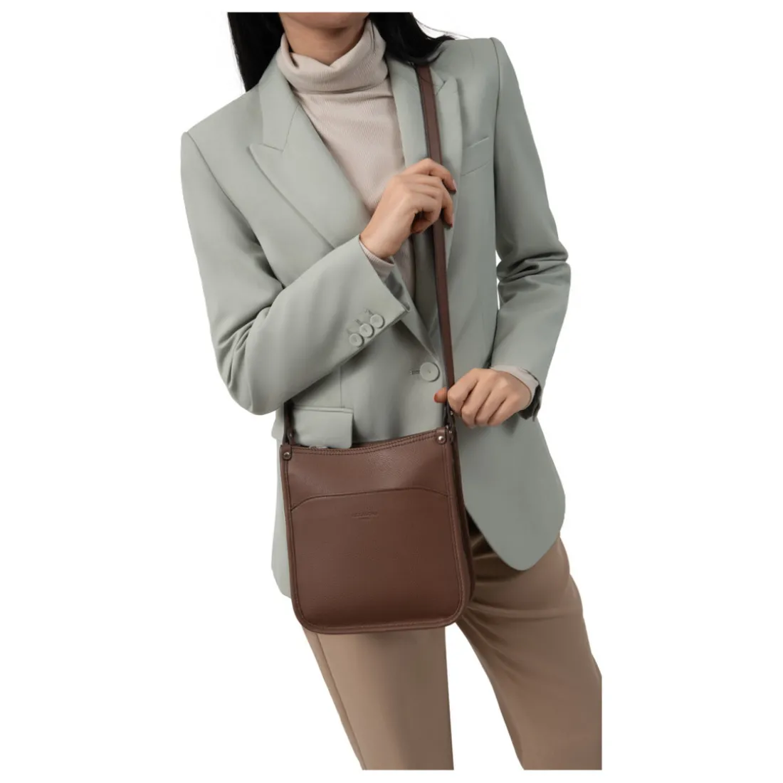 Sac porté travers CONFORT Cognac en cuir Hazel