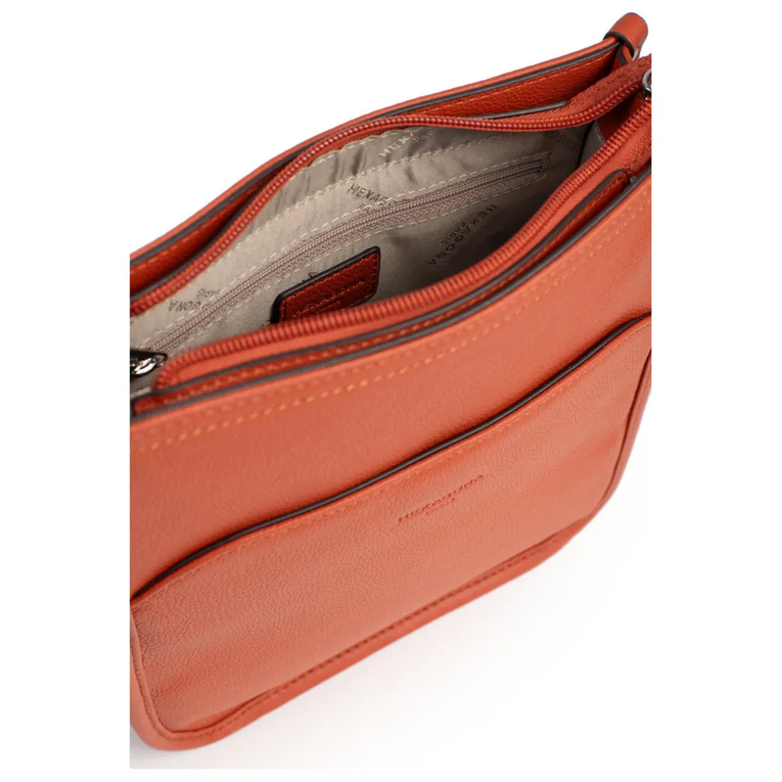 Sac porté travers CONFORT Orange en cuir Clara