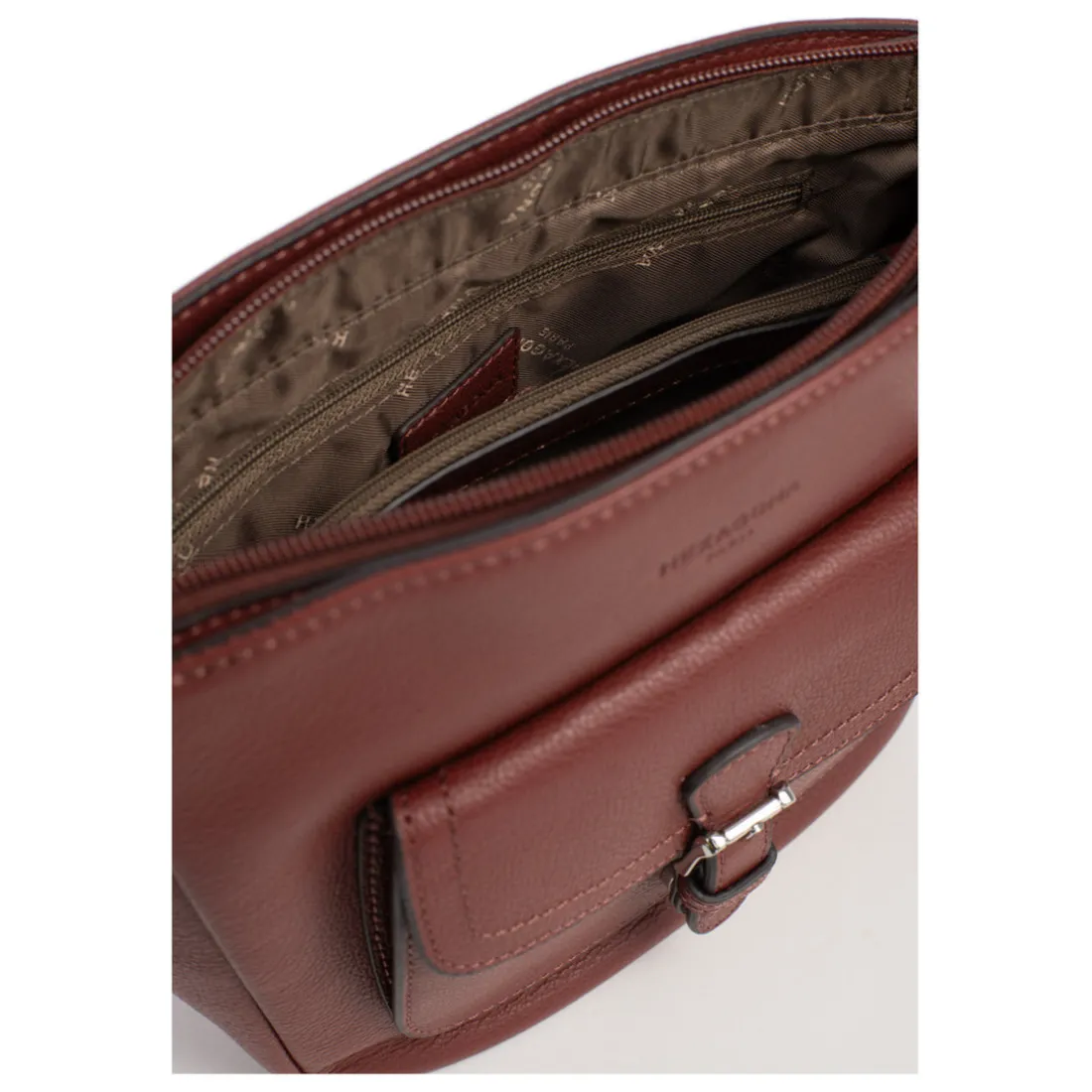 Sac porté travers MIRABELLE Bordeaux en cuir Zadie
