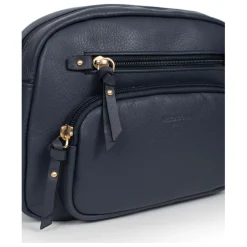 Sac porté travers TAIMA Bleu nuit en cuir Fleur