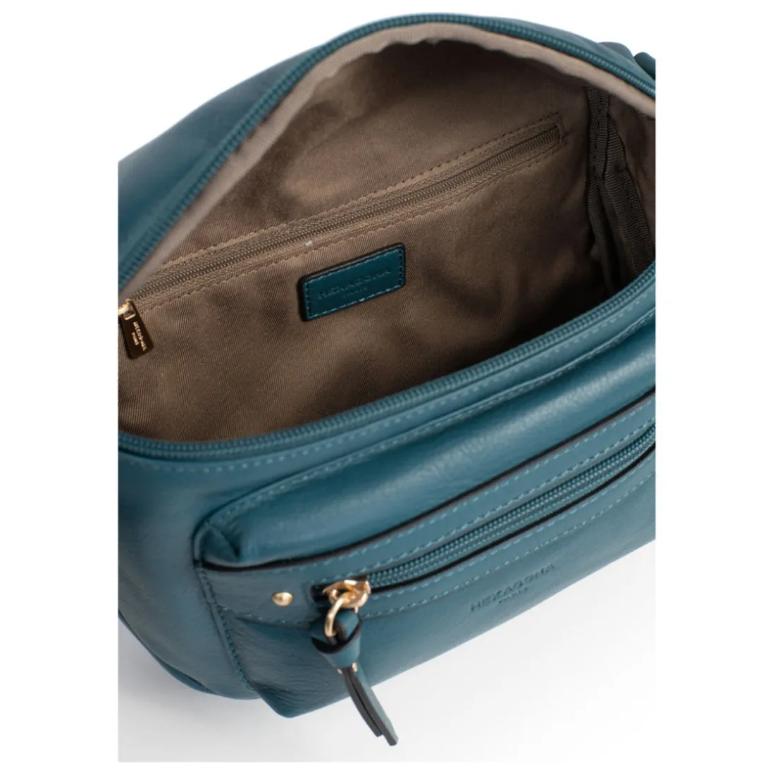 Sac porté travers TAIMA Bleu pétrole en cuir Zola