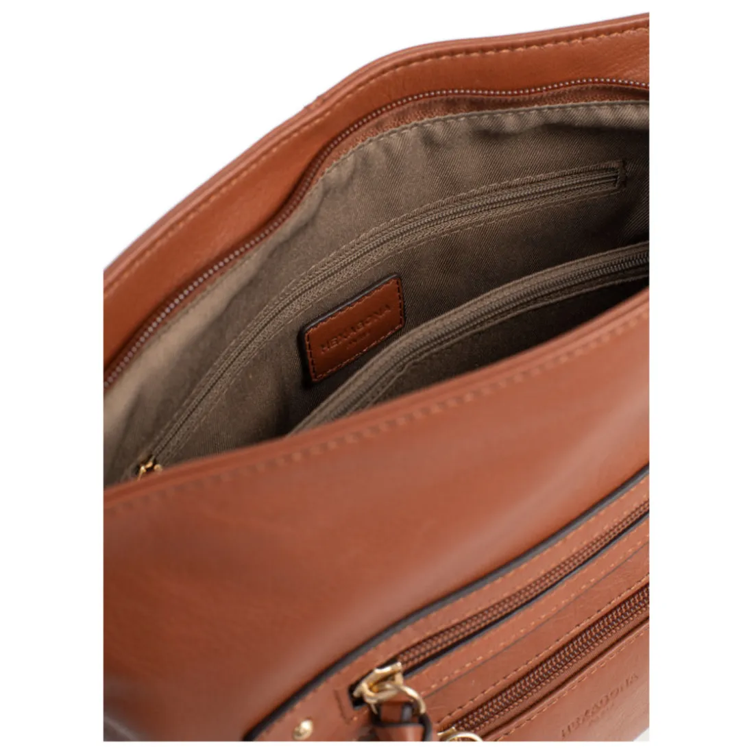 Sac porté travers TAIMA Terre en cuir Ines