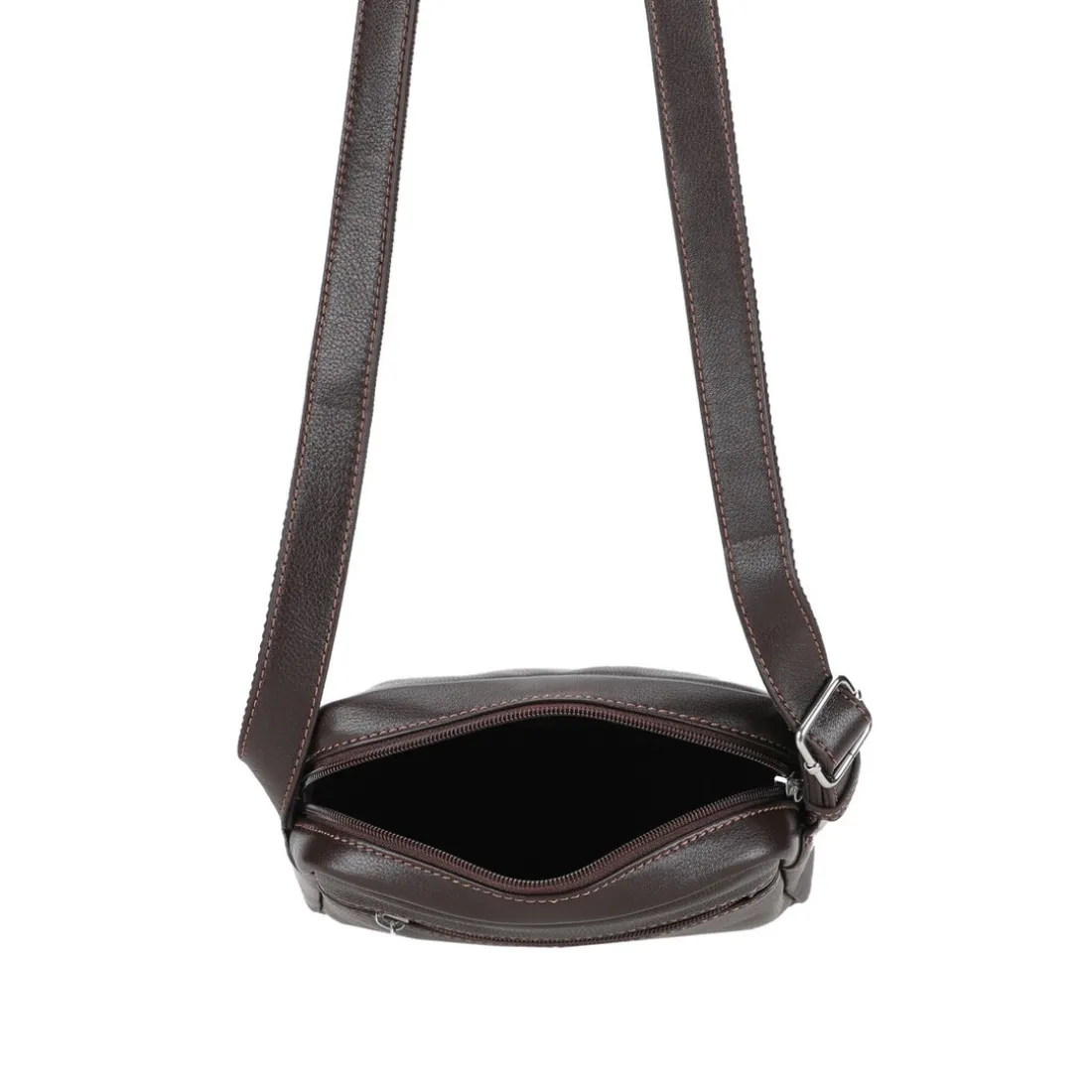 Sac porte travers en cuir châtaigne