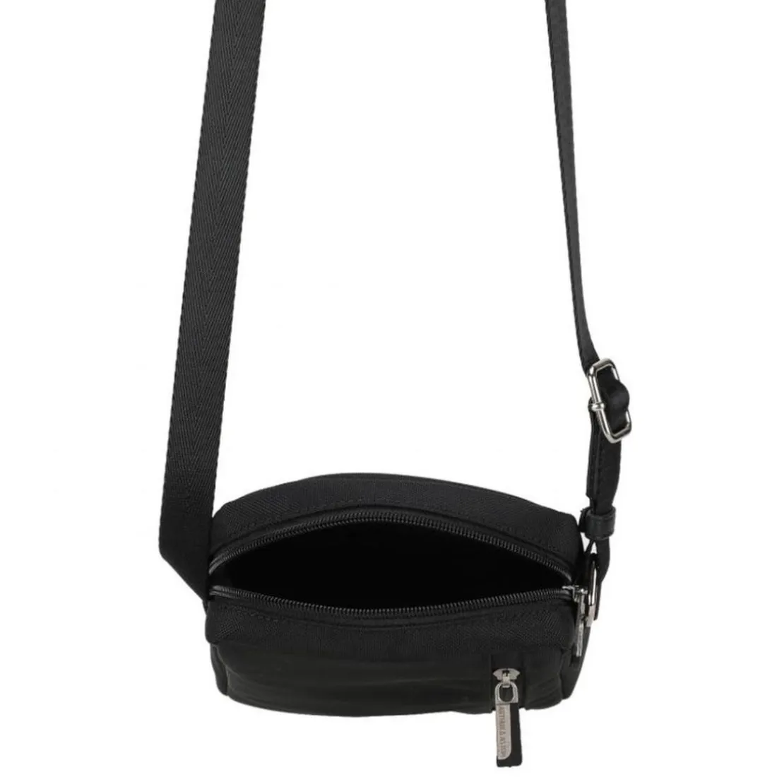 Sac porte travers noir polyester en cuir