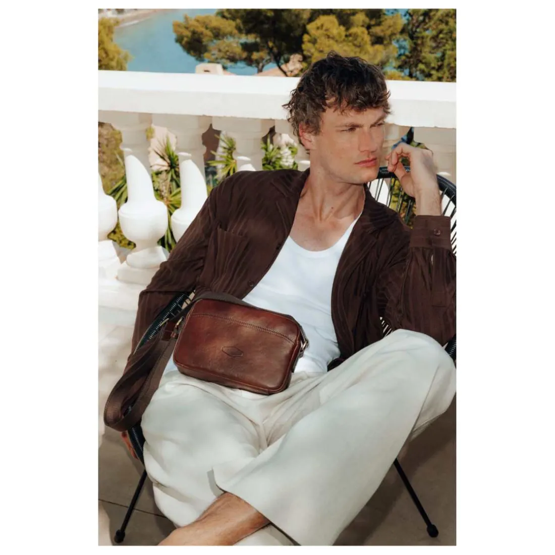 Sac reporter STUART Marron en cuir Anna