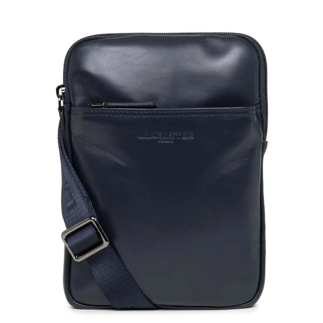 Sacoche zippée S Capital bleu foncé en cuir