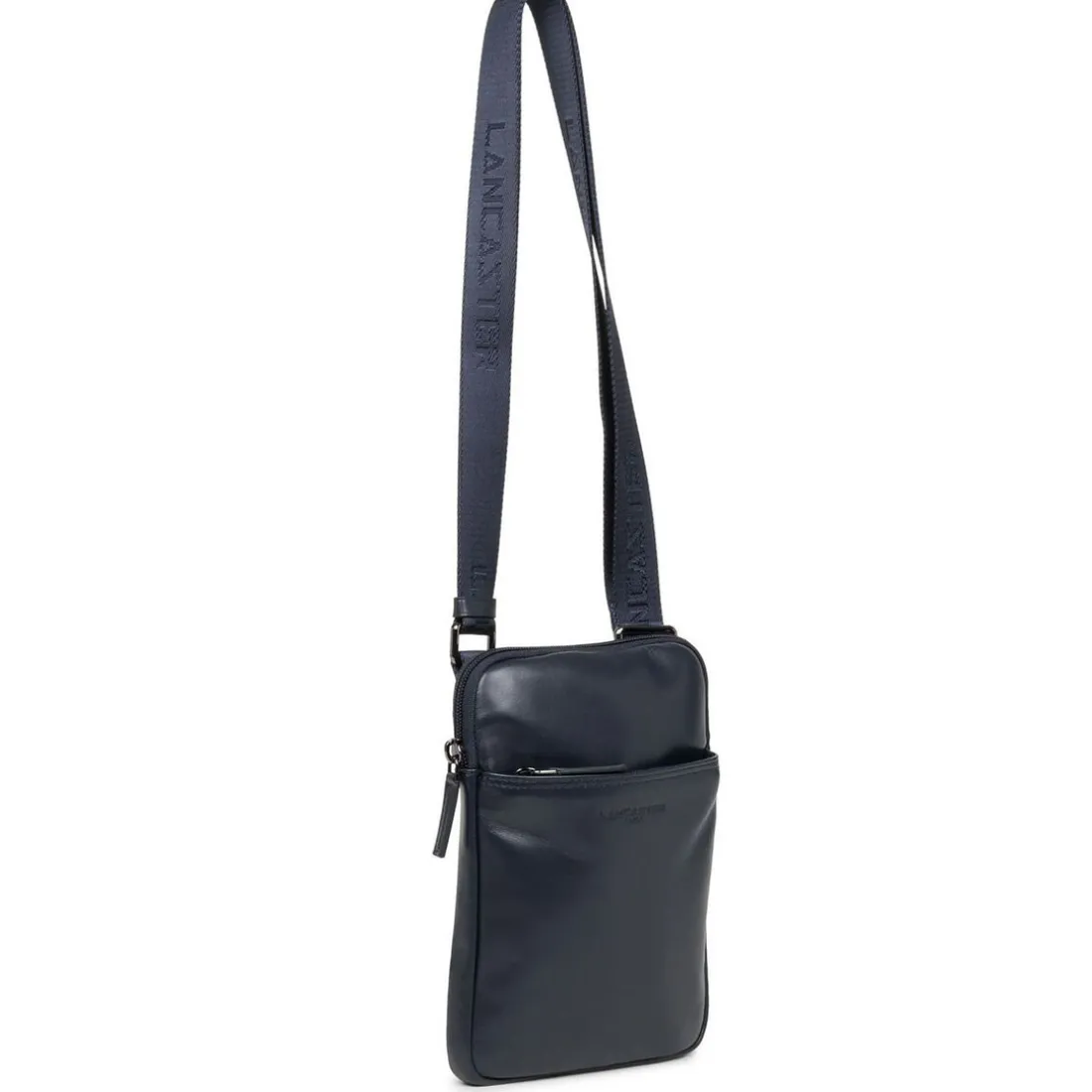Sacoche zippée S Capital bleu foncé en cuir