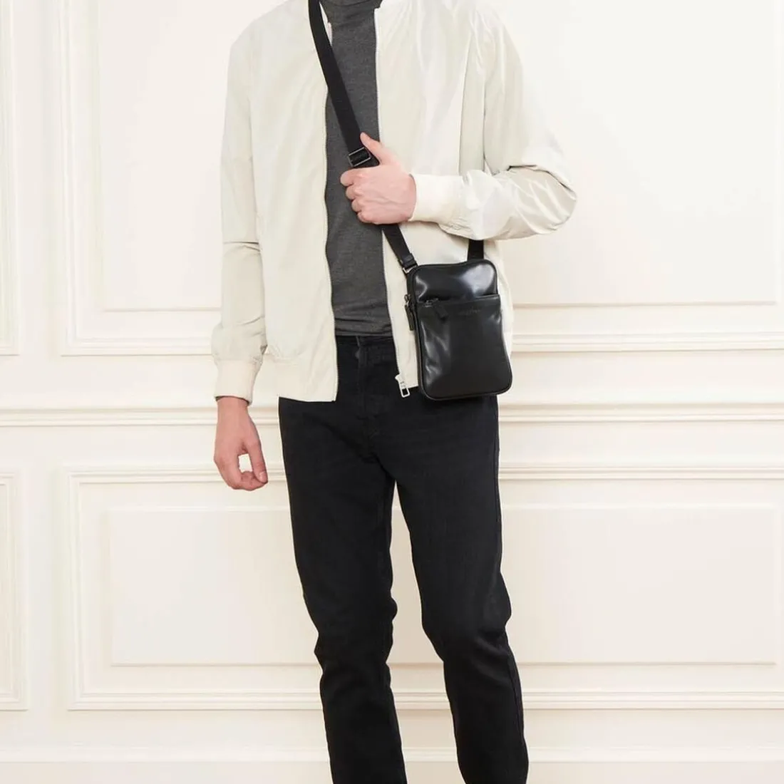 Sacoche zippée S Capital noir en cuir