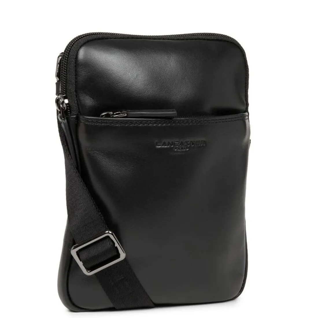 Sacoche zippée S Capital noir en cuir