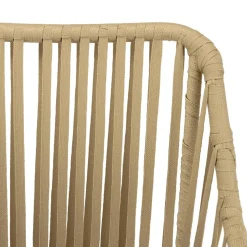 Salon de jardin 2 personnes Table carrée et 2 fauteuils beiges et noirs en cordage
