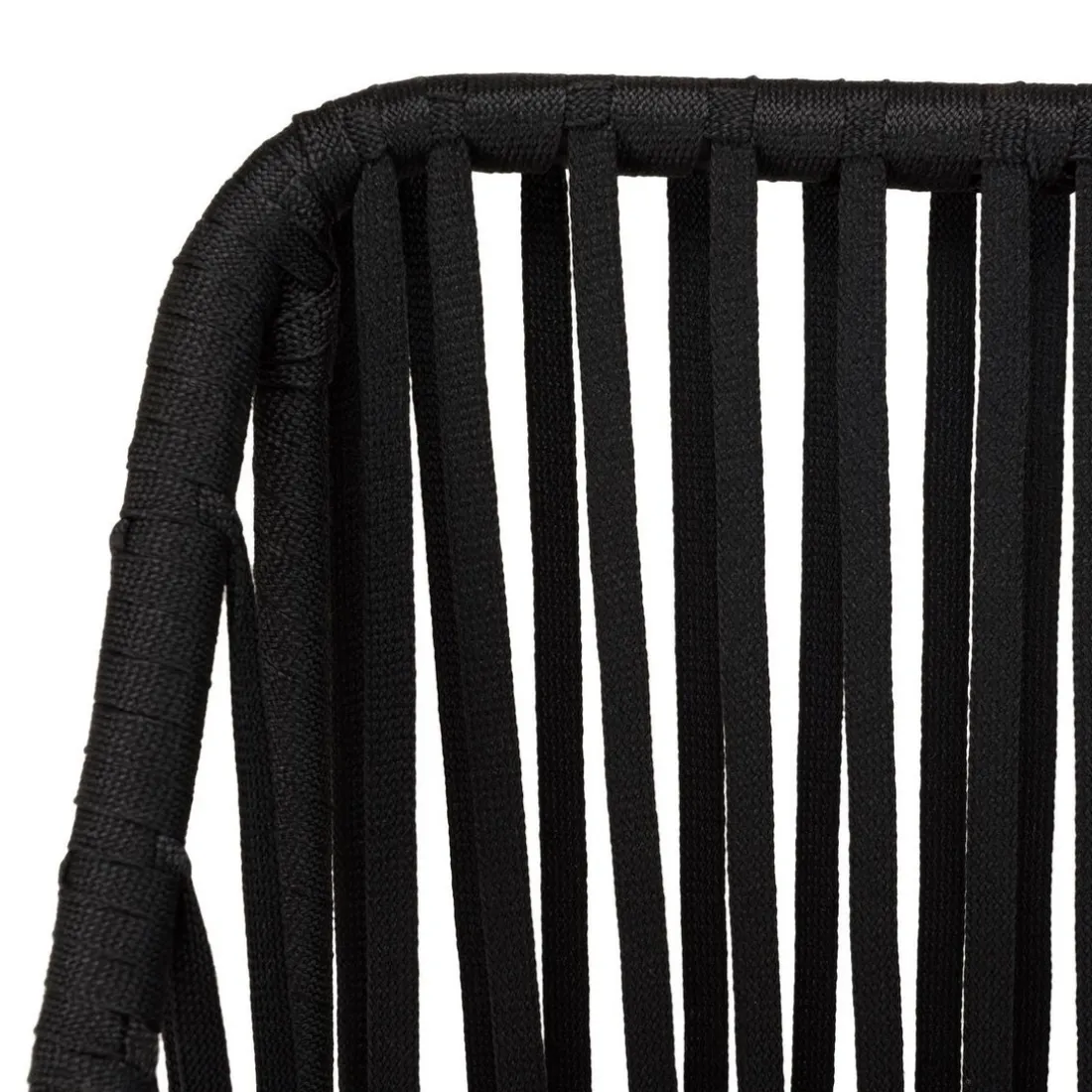 Salon de jardin 2 personnes Table ronde 70x70cm et 2 fauteuils gris et noirs en cordage