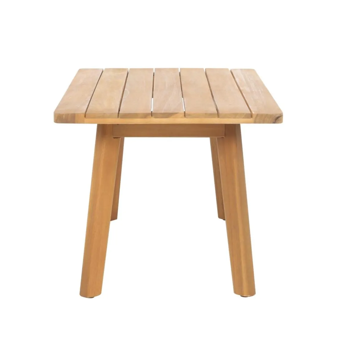 Salon de jardin en rotin et bois massif avec tissu beige TEMUCO style scandinave
